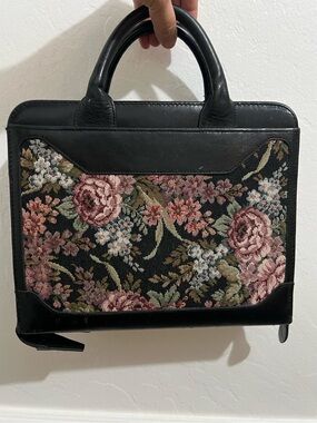 Vintage 1995 Franklin Classic Tapestry Black Leather Binder